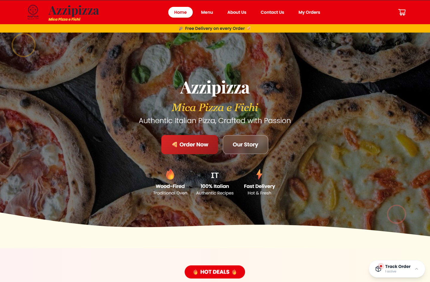 Azzipizza real-time ordering platform screenshot
